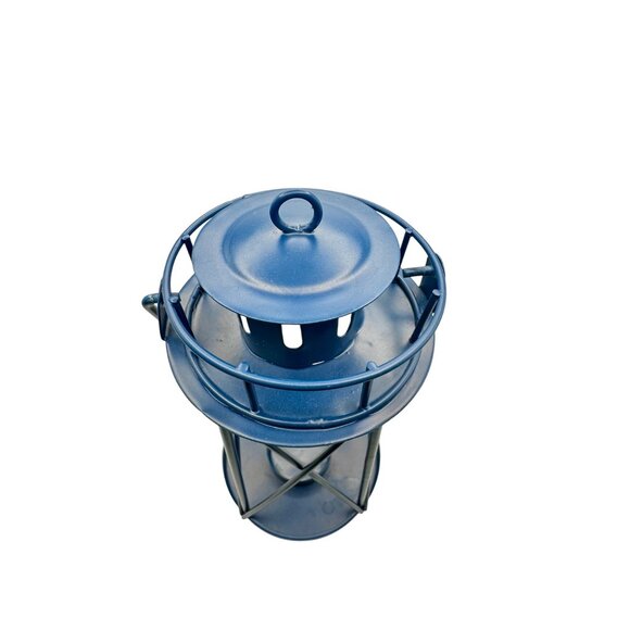 Lighthouse Candle Votive Holder Wire Dark Blue Open Metal 7.5" High Nautical - Picture 5 of 6